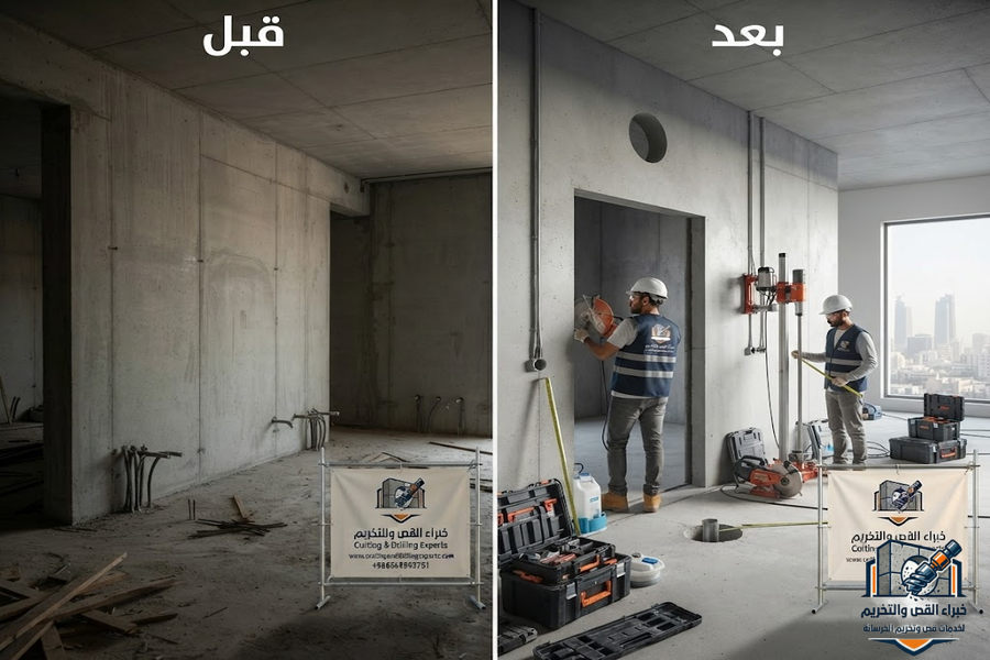 قص وتخريم الخرسانة بجدة باستخدام أحدث المعدات الماسية لقص الجدران والأسقف وفتح الكور بدقة عالية وبدون تكسير